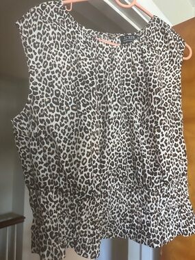 J. Crew Leopard Print Sleeveless waist chinching top in Brown and White